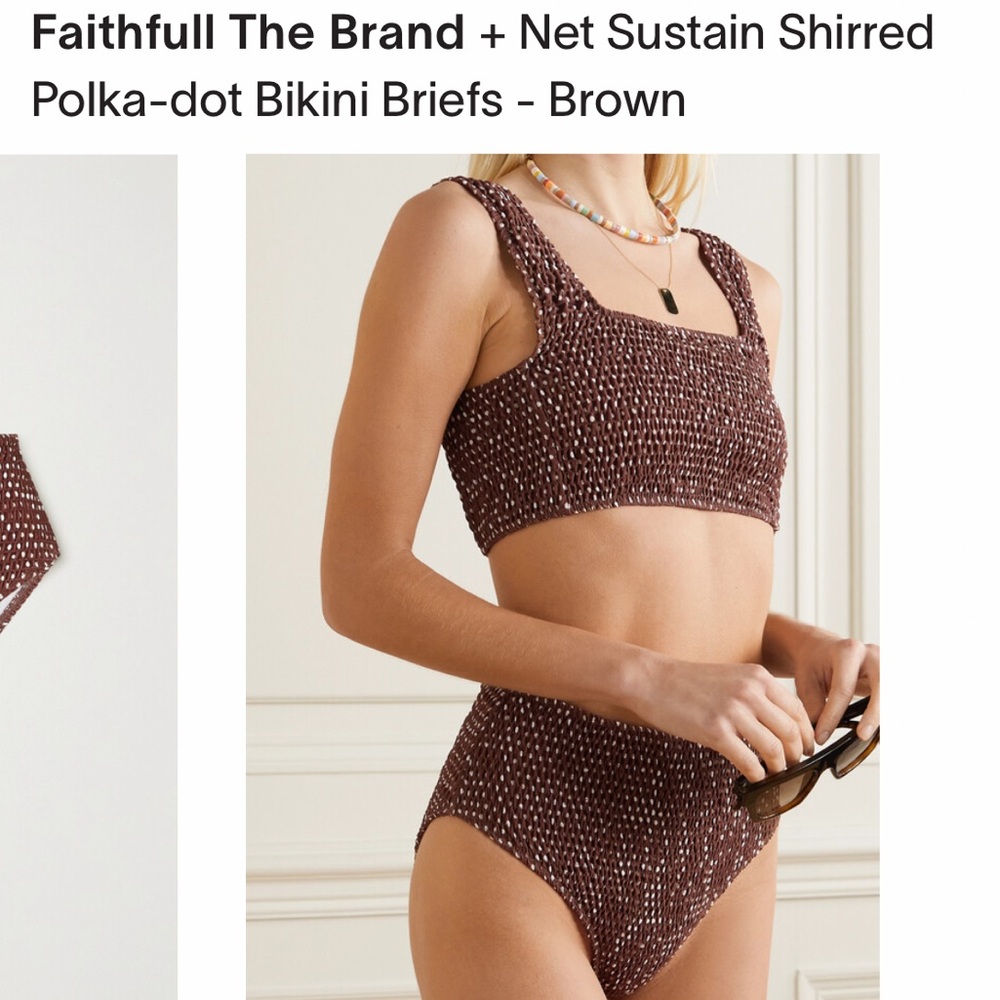 Faithfull the Brand Brown Vintage Polka-dot Bikini